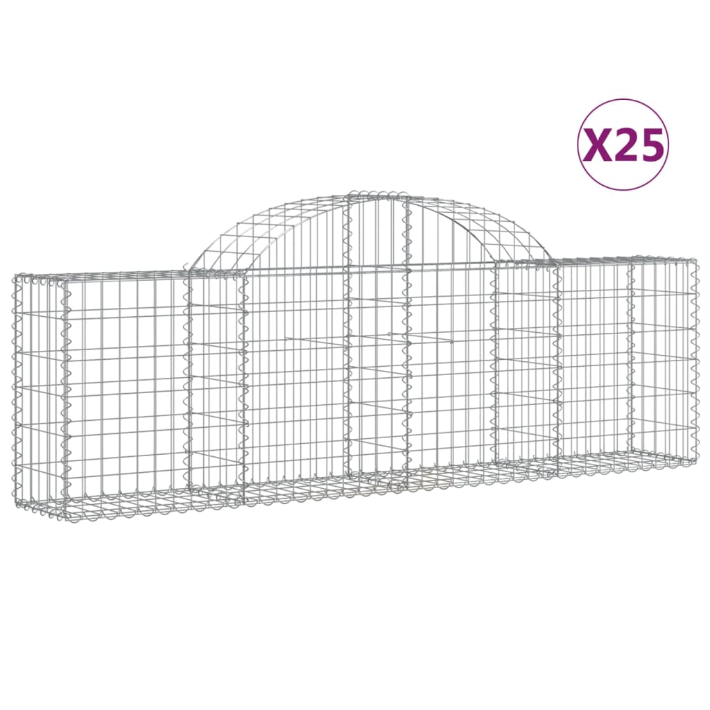 Gabionkurver buede 25 stk 200x30x60/80 cm galvanisert jern
