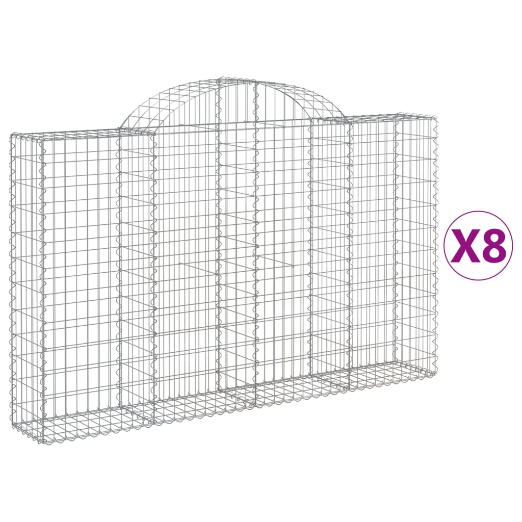 Gabionkurver buede 8 stk 200x30x120/140 cm galvanisert jern