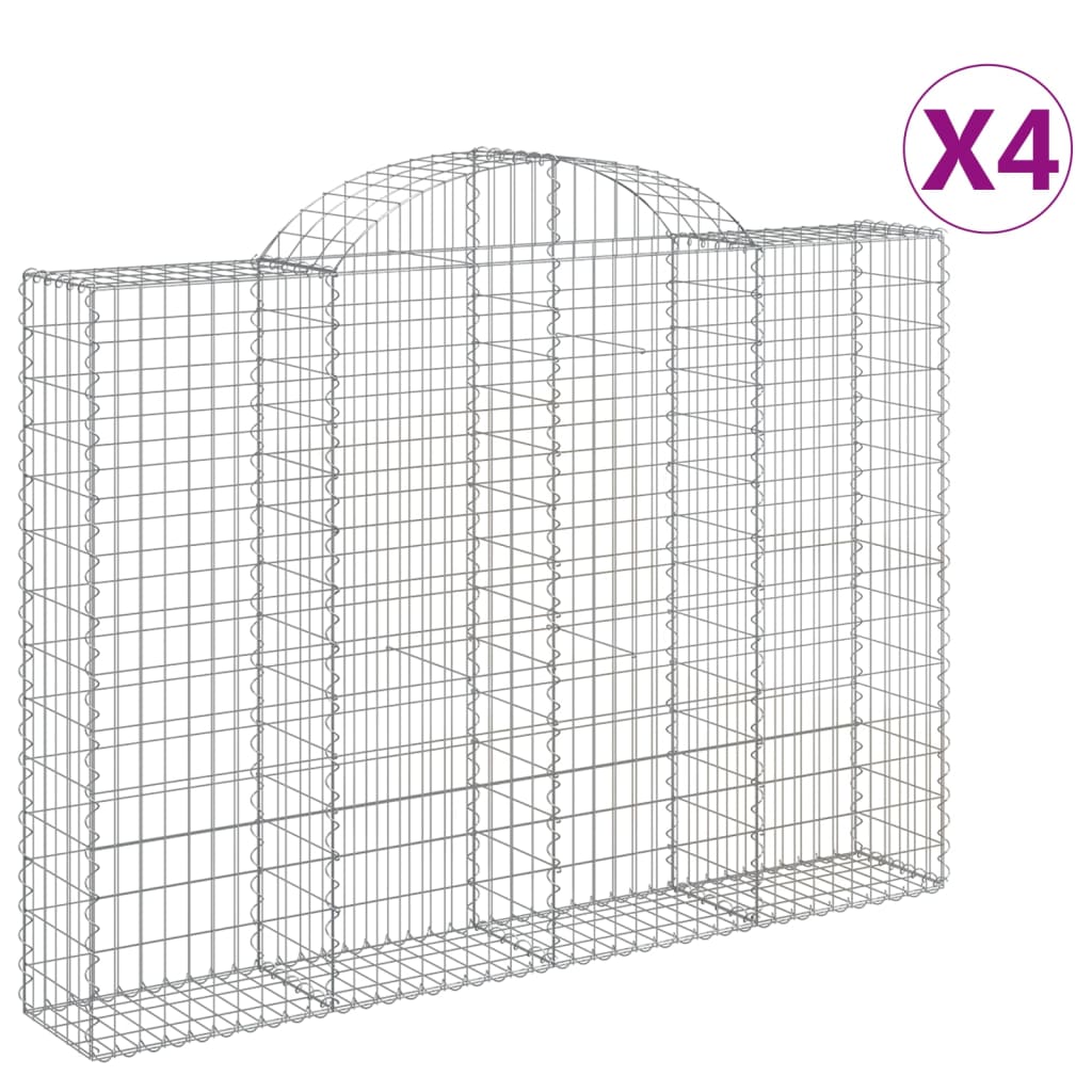 Gabionkurver buede 4 stk 200x30x140/160 cm galvanisert jern
