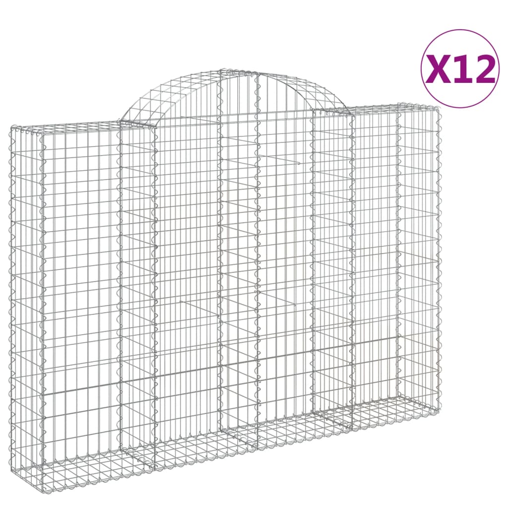 Gabionkurver buede 12 stk 200x30x140/160 cm galvanisert jern