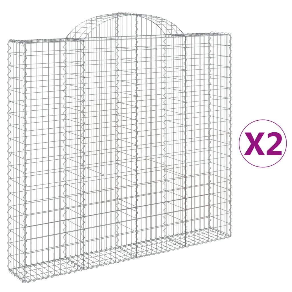 Gabionkurver buede 2 stk 200x30x180/200 cm galvanisert jern