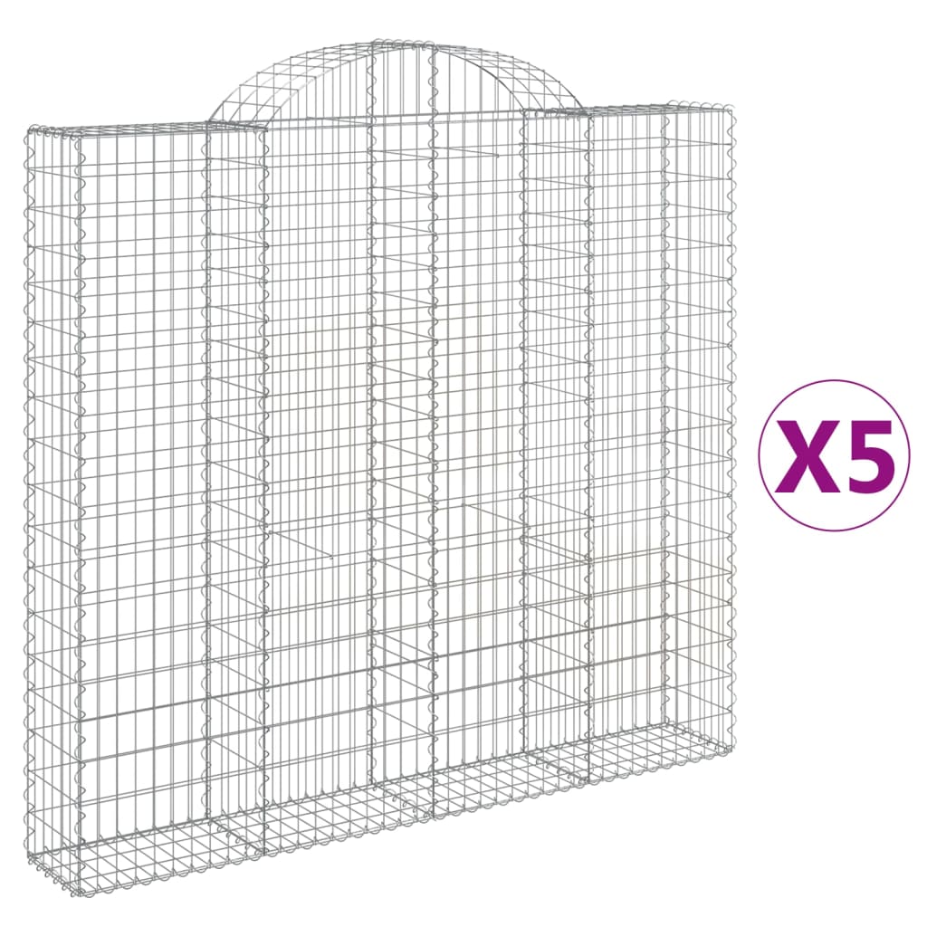 Gabionkurver buede 5 stk 200x30x180/200 cm galvanisert jern
