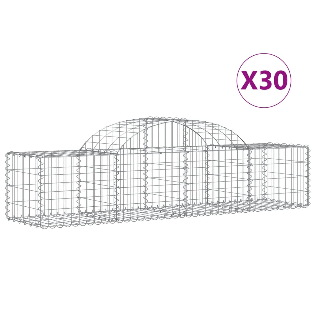Gabionkurver buede 30 stk 200x50x40/60 cm galvanisert jern
