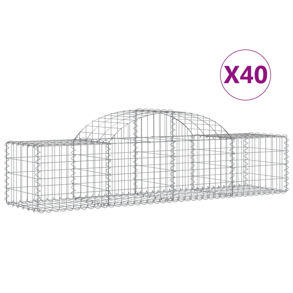 Gabionkurver buede 40 stk 200x50x40/60 cm galvanisert jern