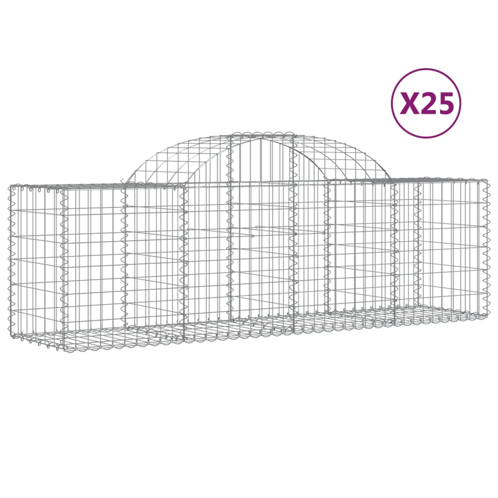 Gabionkurver buede 25 stk 200x50x60/80 cm galvanisert jern