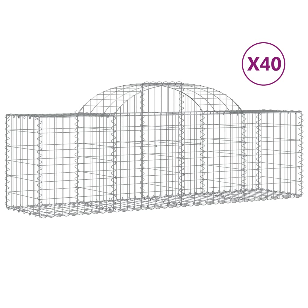 Gabionkurver buede 40 stk 200x50x60/80 cm galvanisert jern