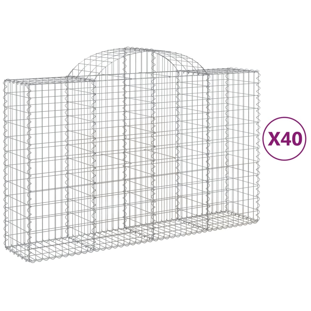 Gabionkurver buede 40 stk 200x50x120/140 cm galvanisert jern