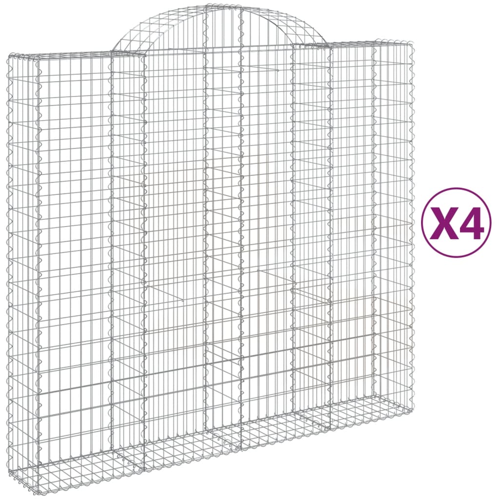 Gabionkurver buede 4 stk 200x50x180/200 cm galvanisert jern