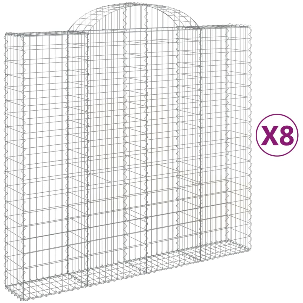 Gabionkurver buede 8 stk 200x50x180/200 cm galvanisert jern