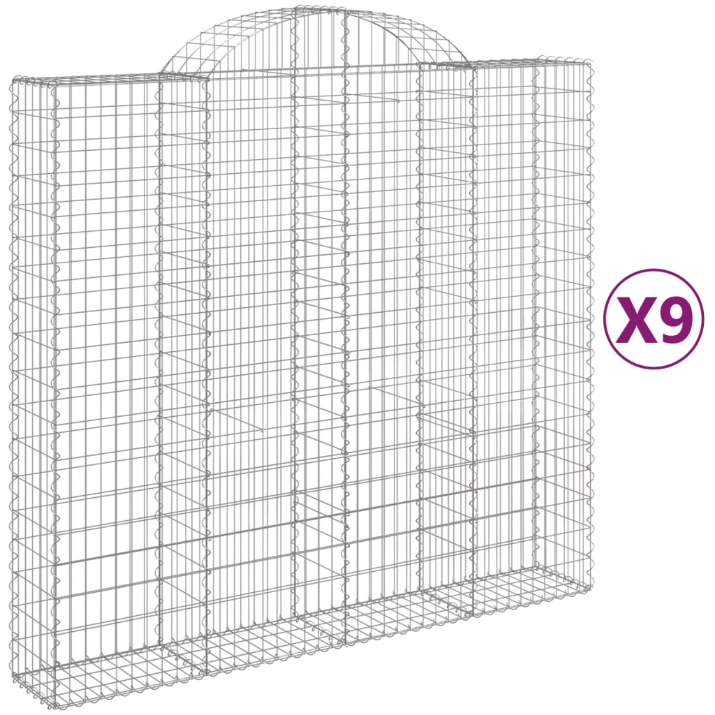 Gabionkurver buede 9 stk 200x50x180/200 cm galvanisert jern