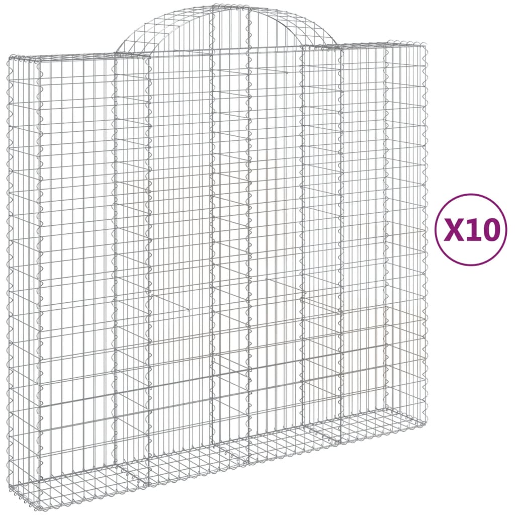 Gabionkurver buede 10 stk 200x50x180/200 cm galvanisert jern