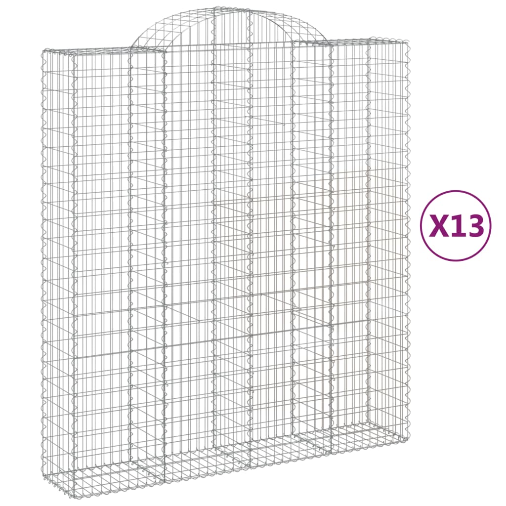 Gabionkurver buede 13 stk 200x50x220/240 cm galvanisert jern