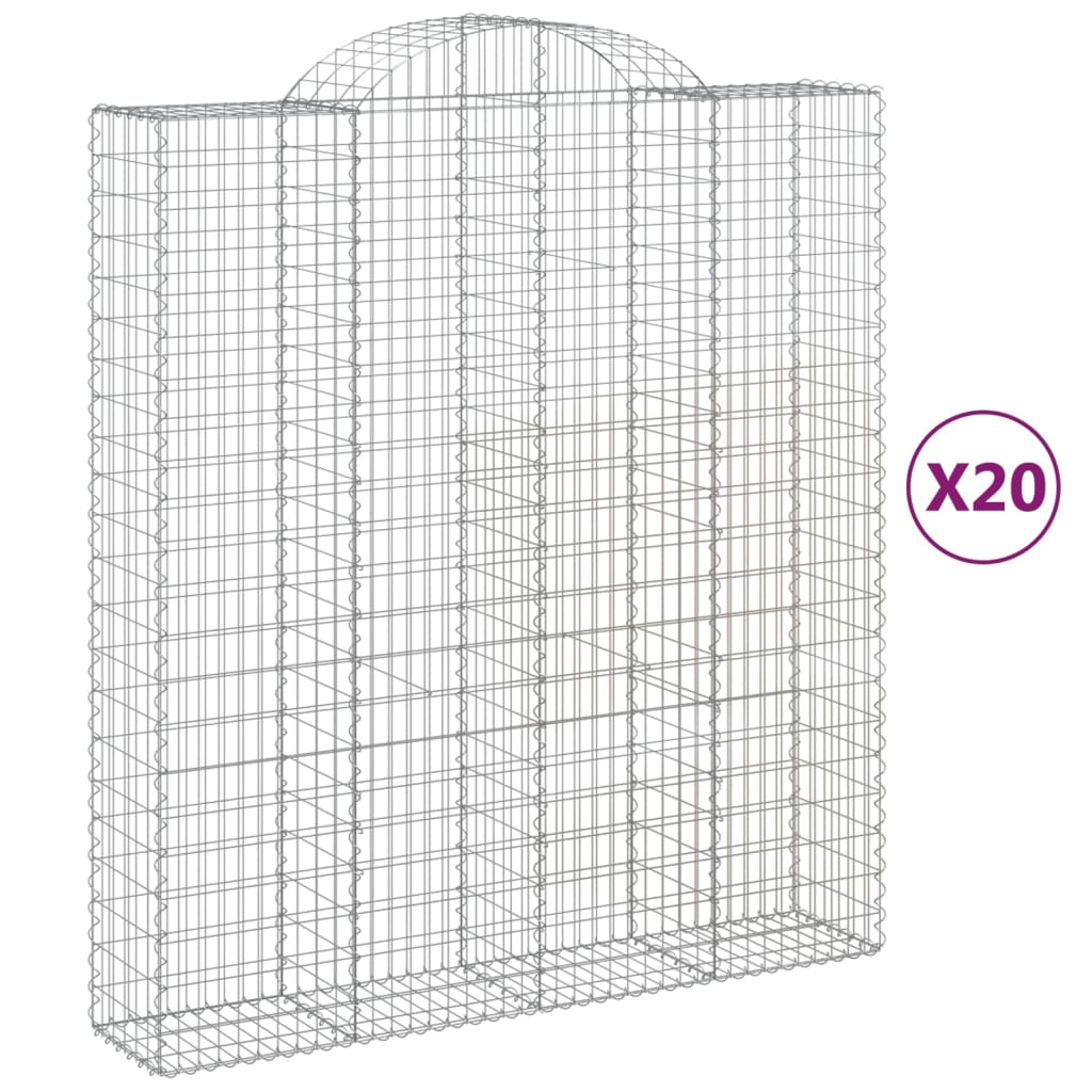 Gabionkurver buede 20 stk 200x50x220/240 cm galvanisert jern