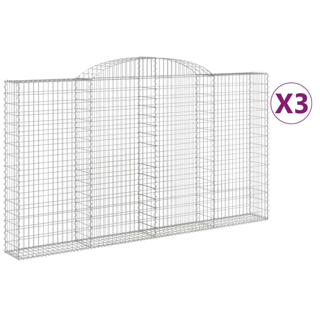 Gabionkurver buede 3 stk 300x30x160/180 cm galvanisert jern