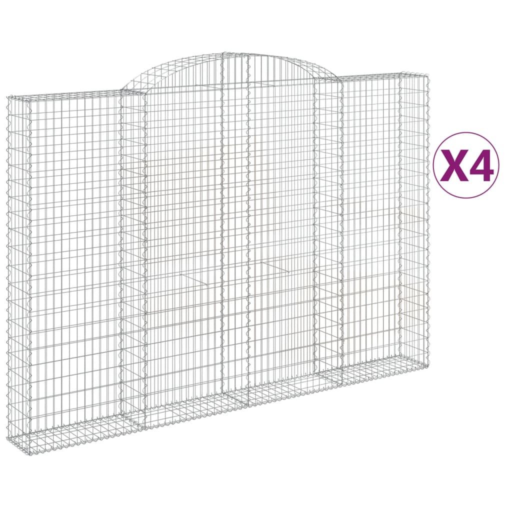 Gabionkurver buede 4 stk 300x30x200/220 cm galvanisert jern