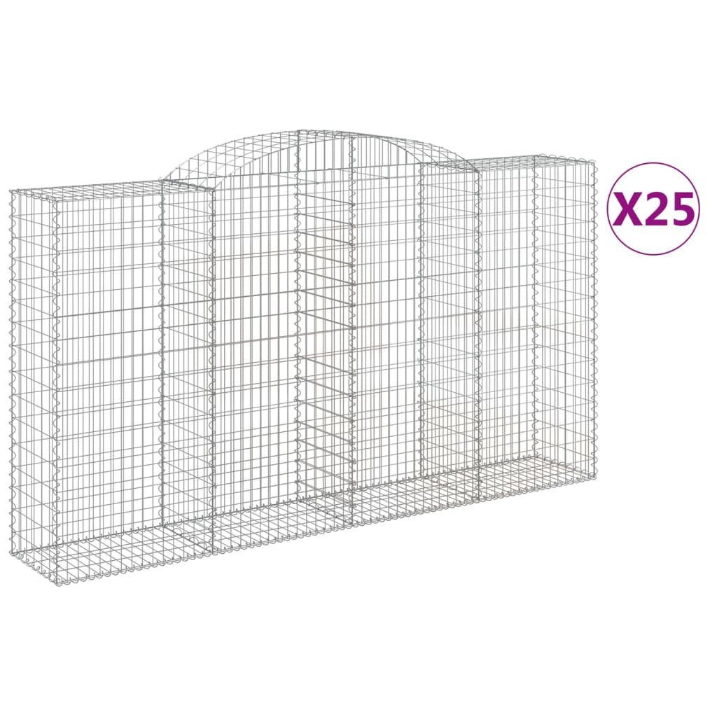 Gabionkurver buede 25 stk 300x50x160/180 cm galvanisert jern
