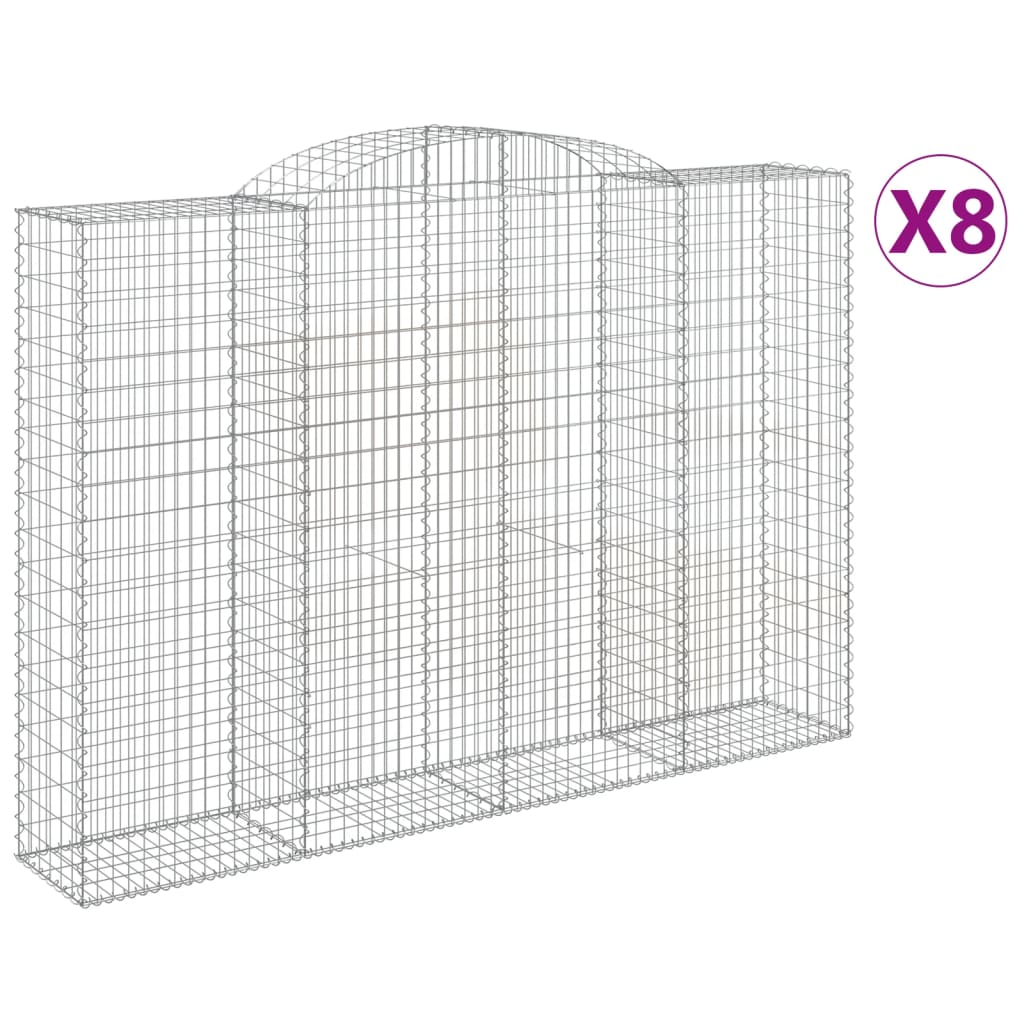 Gabionkurver buede 8 stk 300x50x200/220 cm galvanisert jern