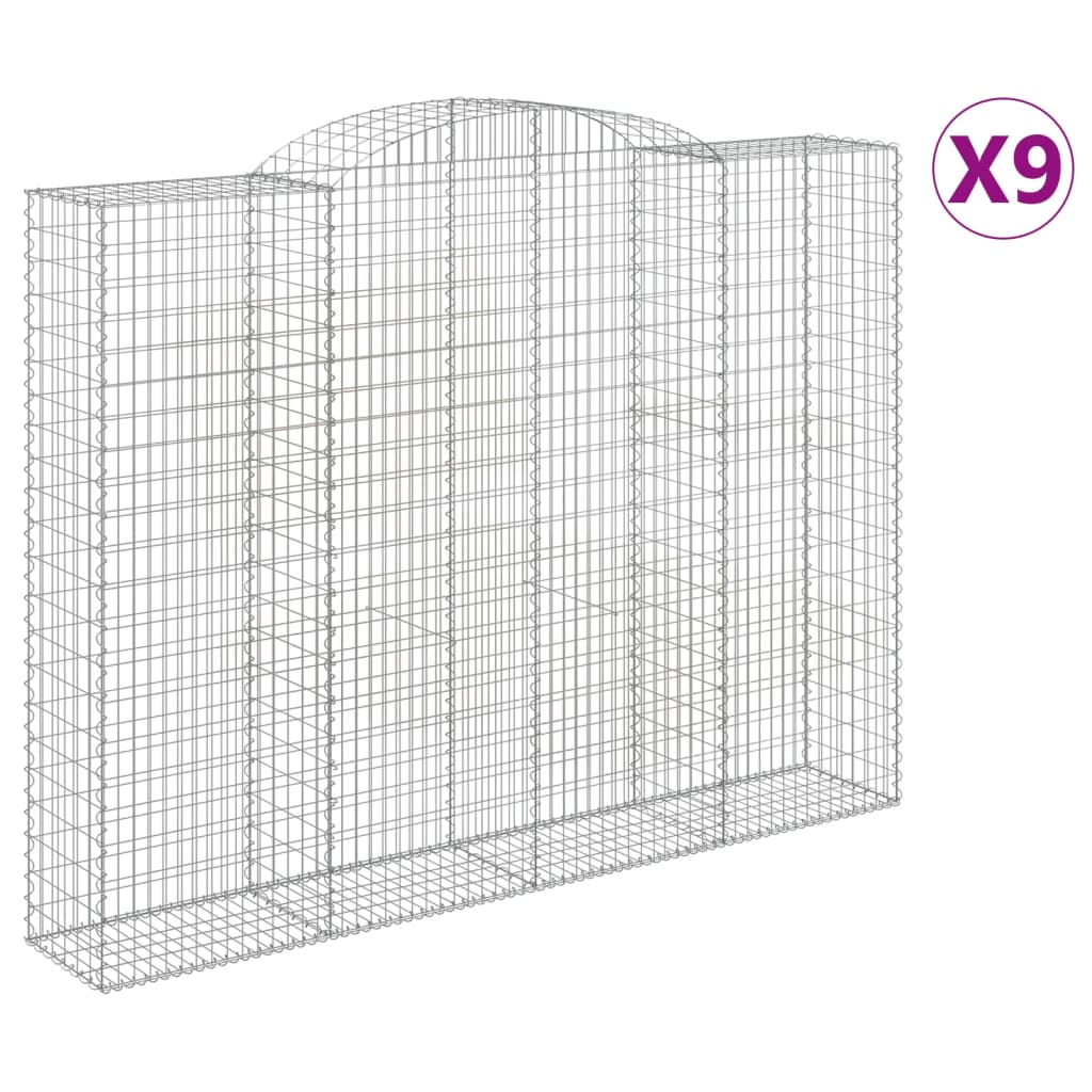 Gabionkurver buede 9 stk 300x50x220/240 cm galvanisert jern