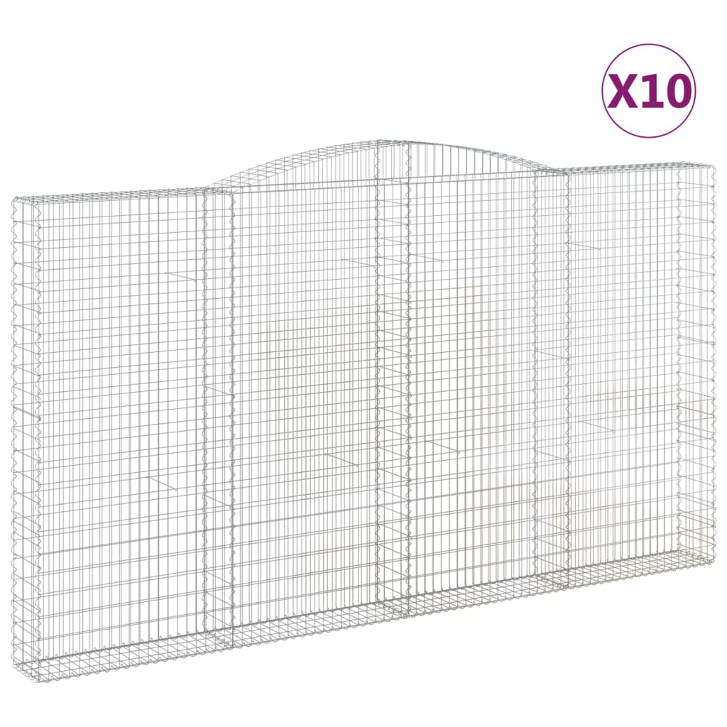 Gabionkurver buede 10 stk 400x30x220/240 cm galvanisert jern