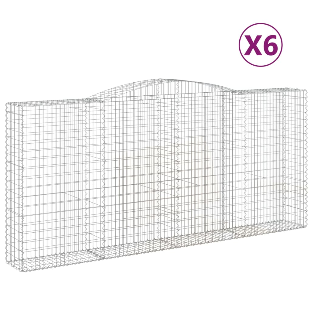 Gabionkurver buede 6 stk 400x50x180/200 cm galvanisert jern