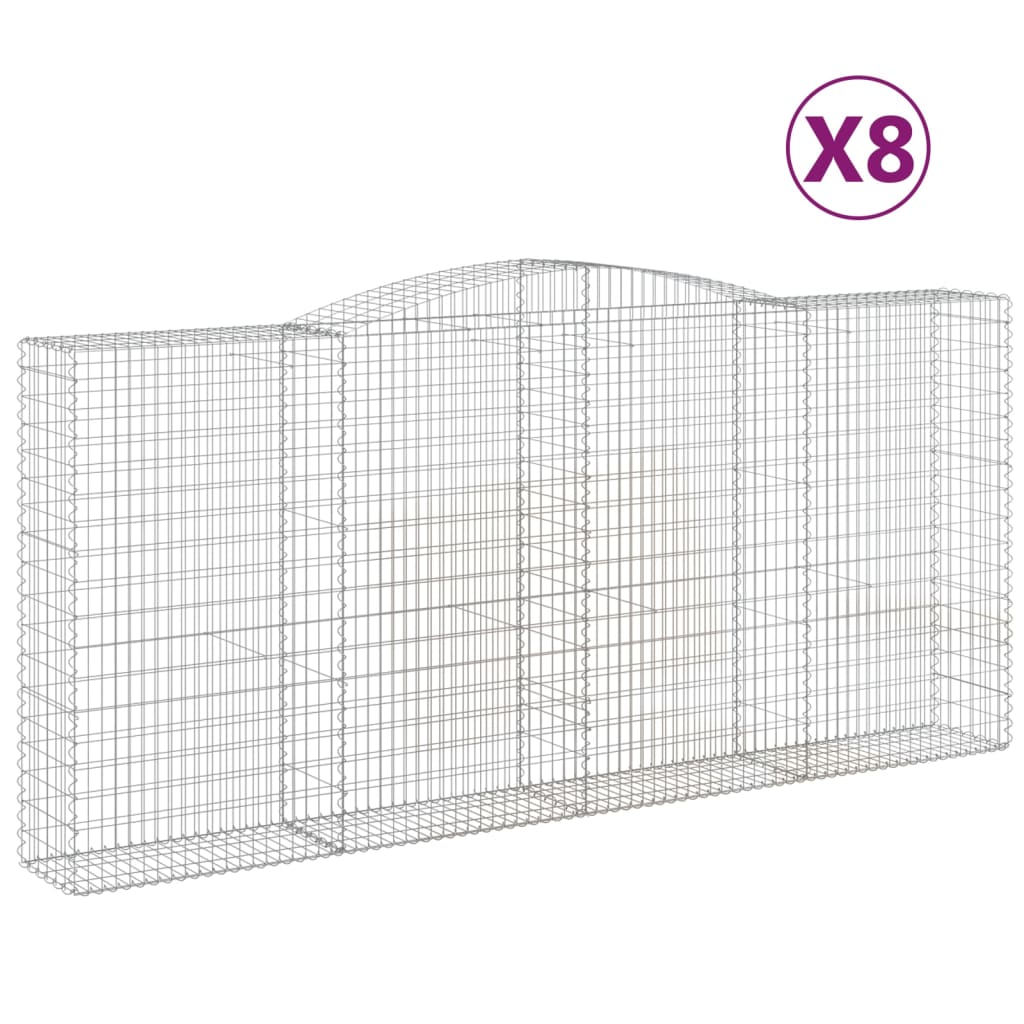 Gabionkurver buede 8 stk 400x50x180/200 cm galvanisert jern
