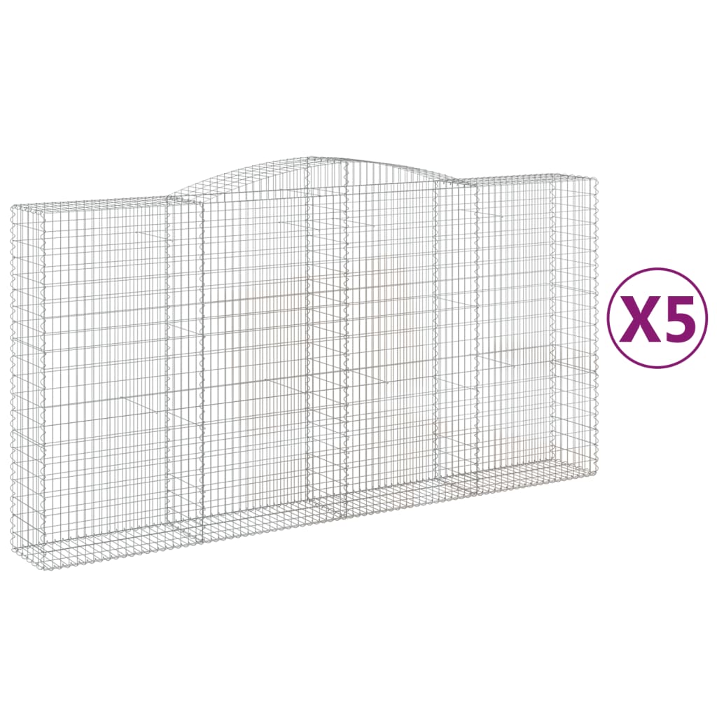Gabionkurver buede 5 stk 400x50x200/220 cm galvanisert jern