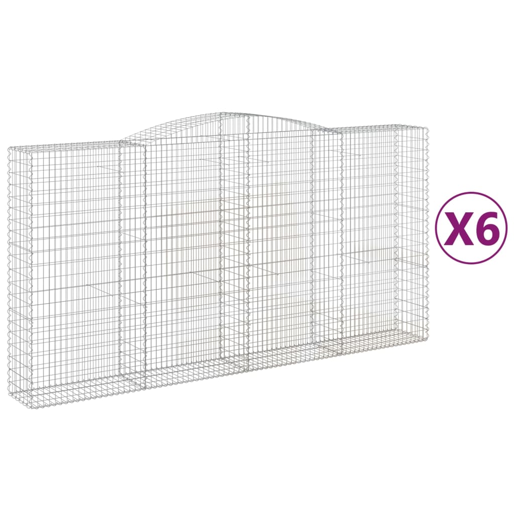 Gabionkurver buede 6 stk 400x50x200/220 cm galvanisert jern