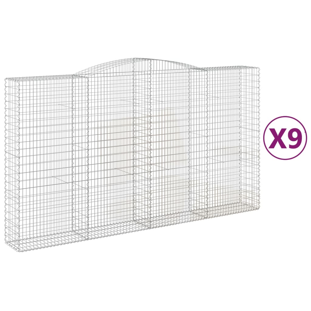 Gabionkurver buede 9 stk 400x50x220/240 cm galvanisert jern