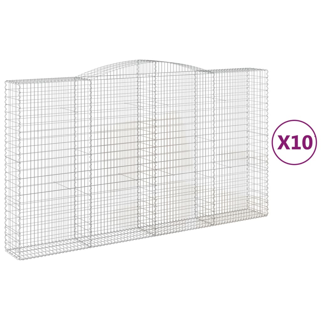 Gabionkurver buede 10 stk 400x50x220/240 cm galvanisert jern