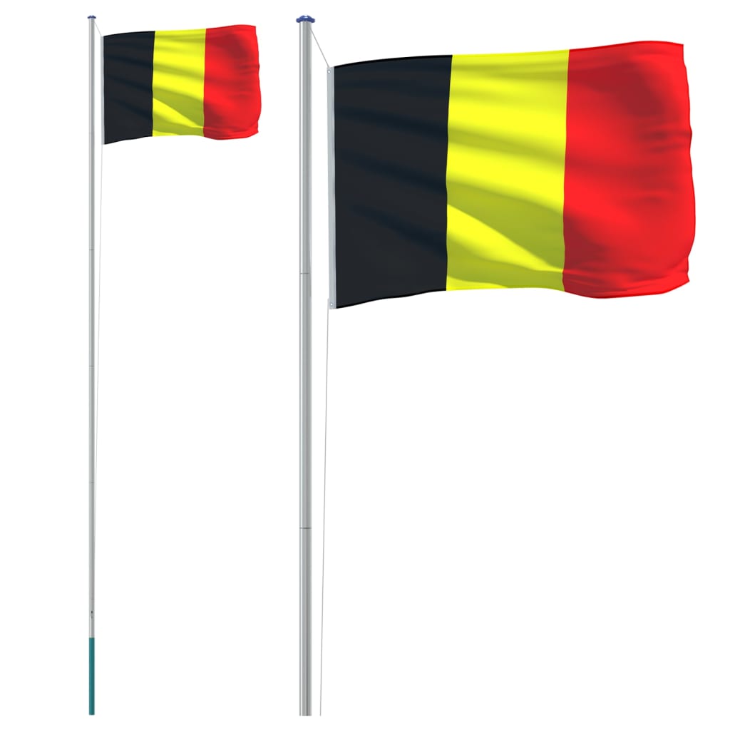 Belgisk flagg og stang 6,08 m aluminium