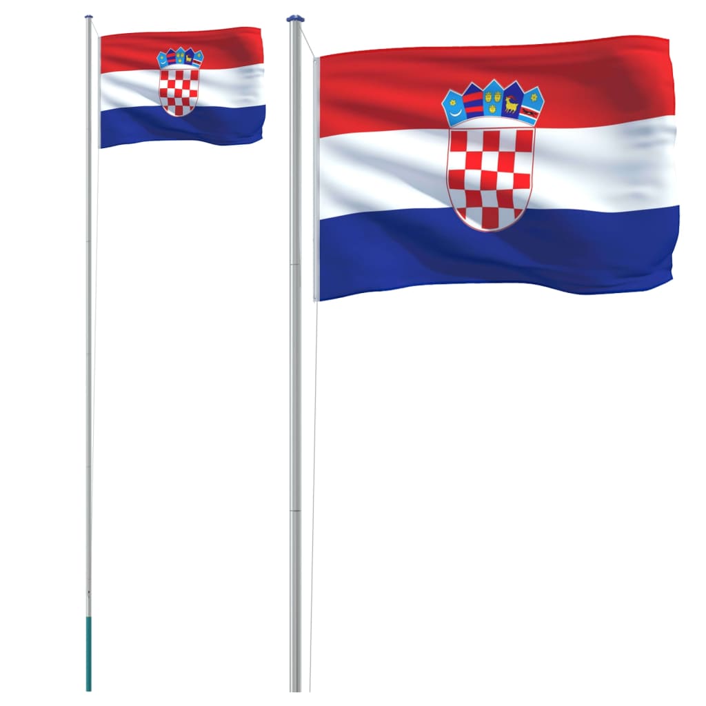 Kroatisk flagg og stang 6,08 m aluminium
