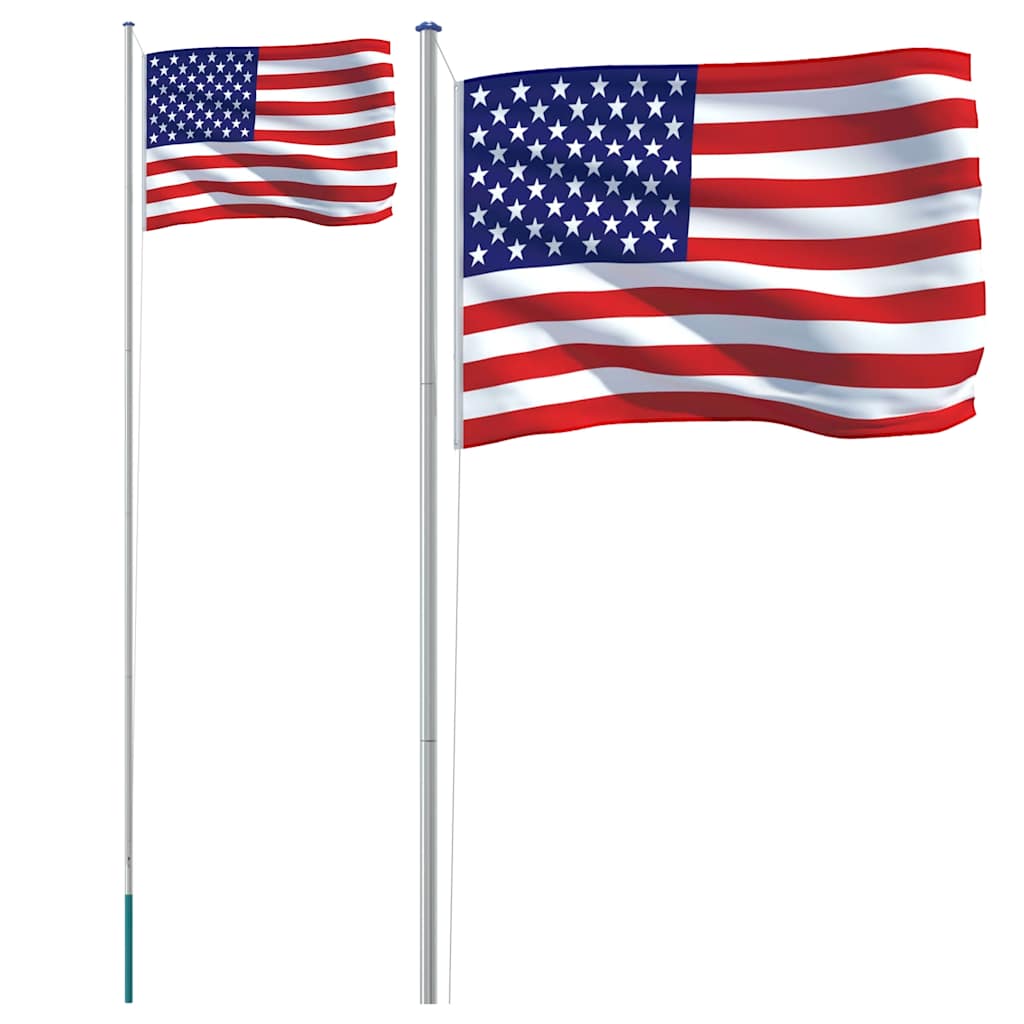 Amerikansk flagg og stang 6,08 m aluminium
