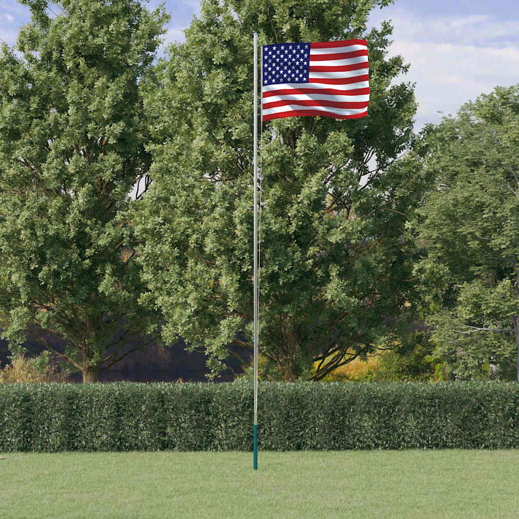 Amerikansk flagg og stang 6,08 m aluminium