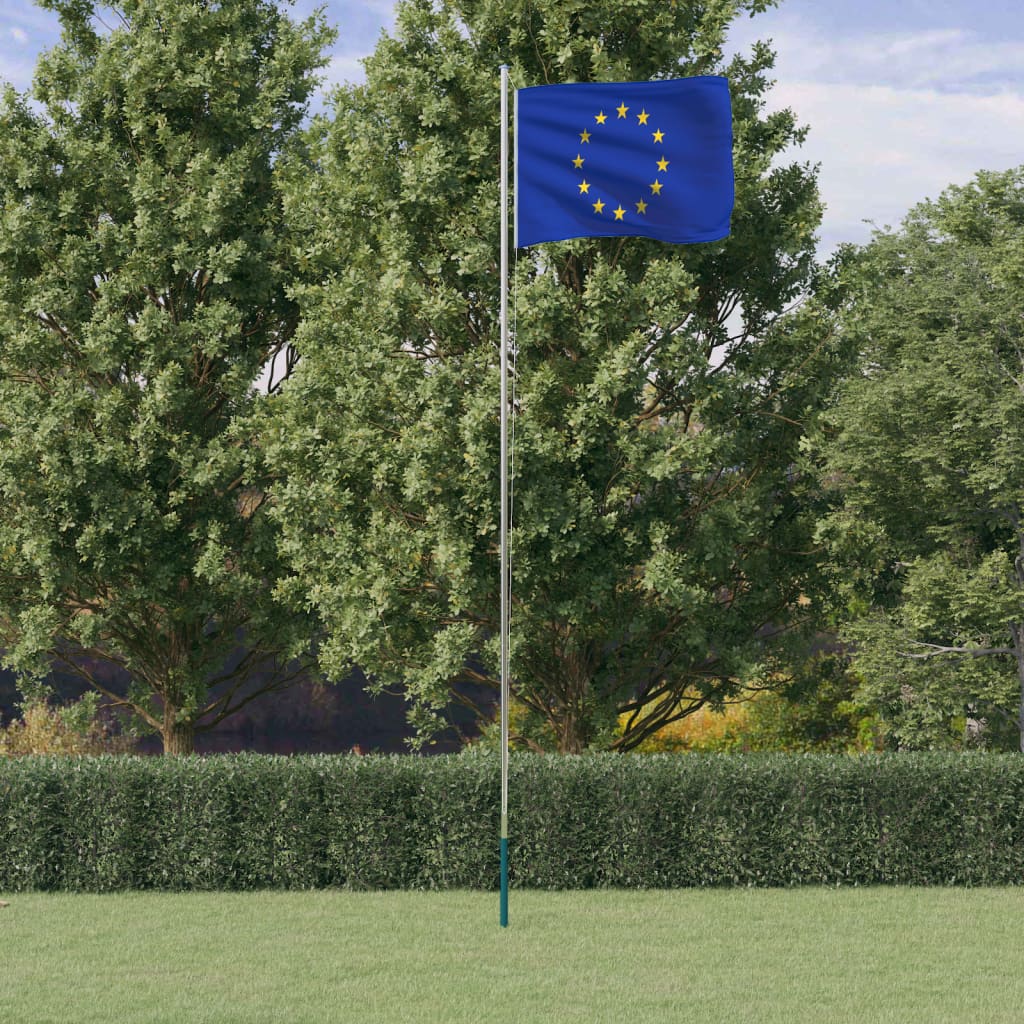 Europeisk flagg og stang 6,08 m aluminium