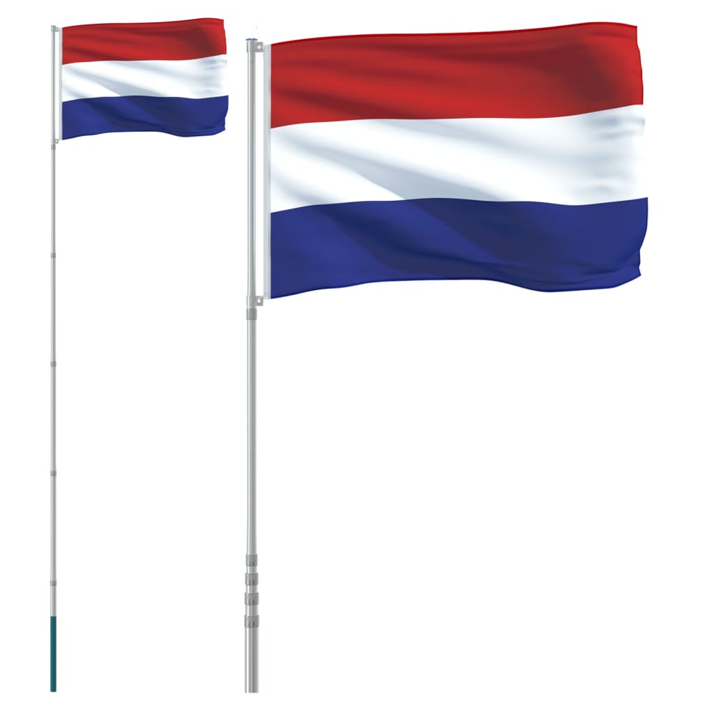 Nederlandsk flagg og stang 5,5 m aluminium