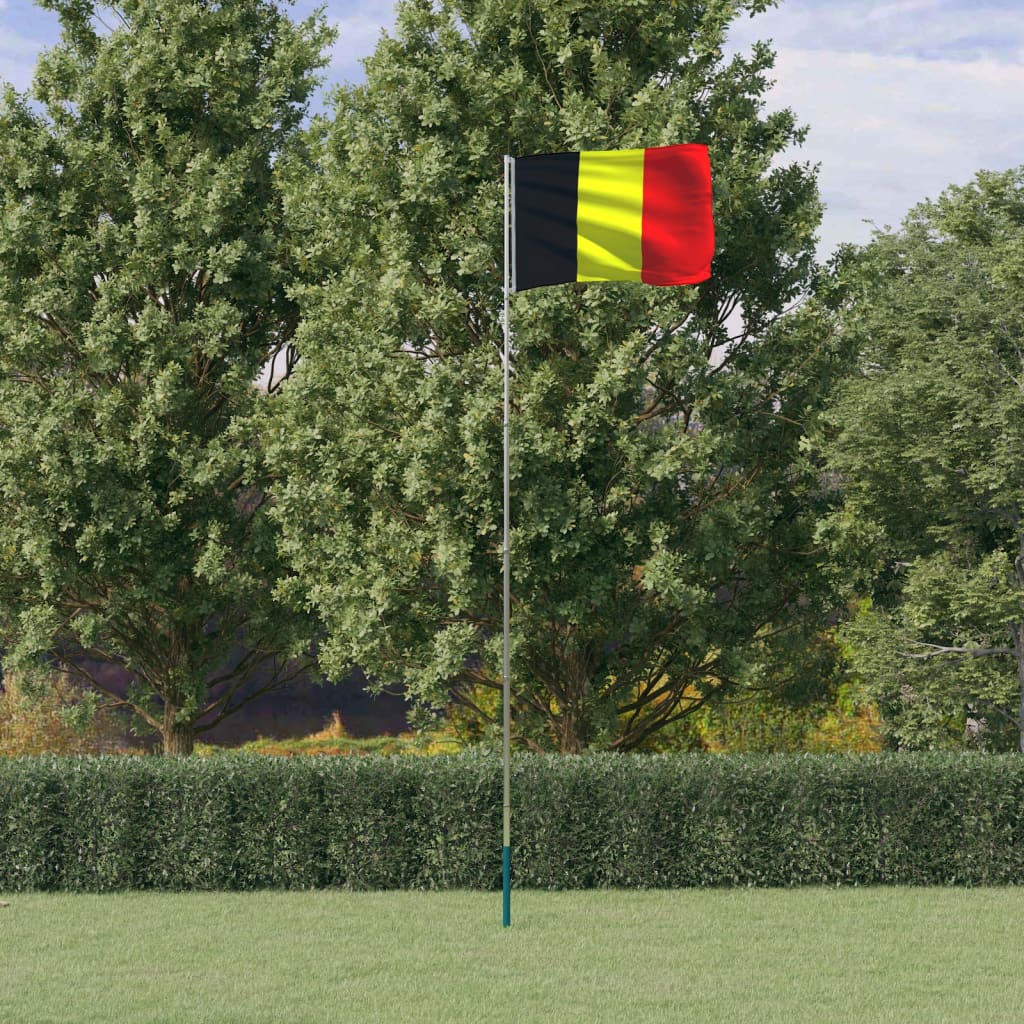 Belgisk flagg og stang 5,5 m aluminium