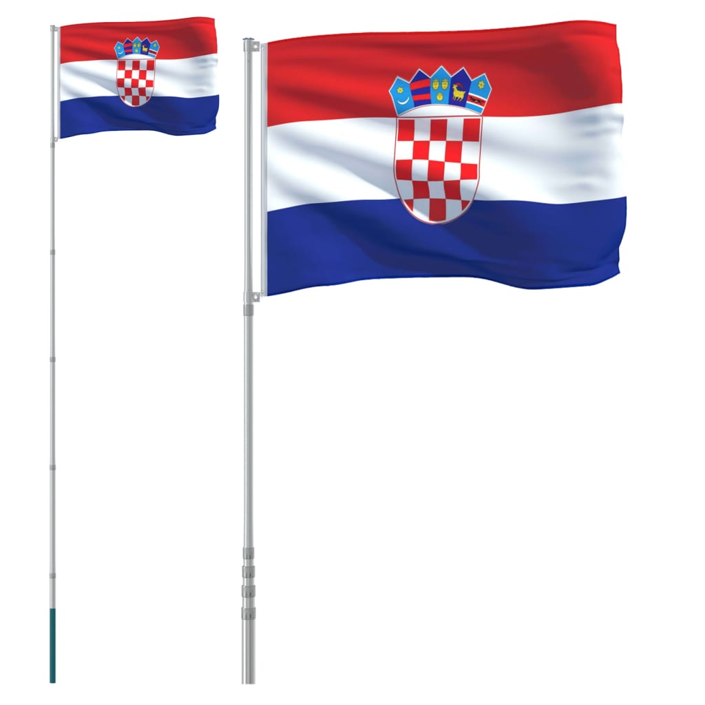 Kroatisk flagg og stang 5,5 m aluminium
