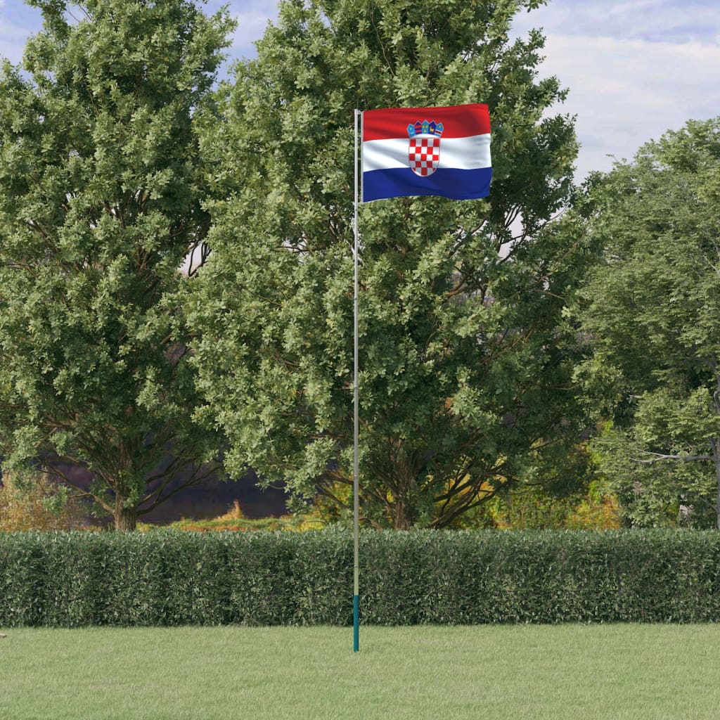 Kroatisk flagg og stang 5,5 m aluminium