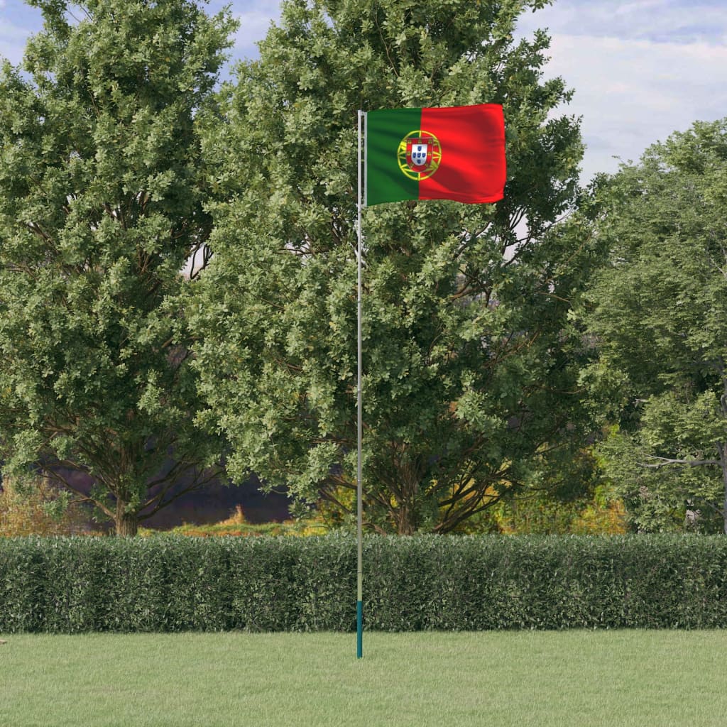Portugisisk flagg og stang 5,5 m aluminium