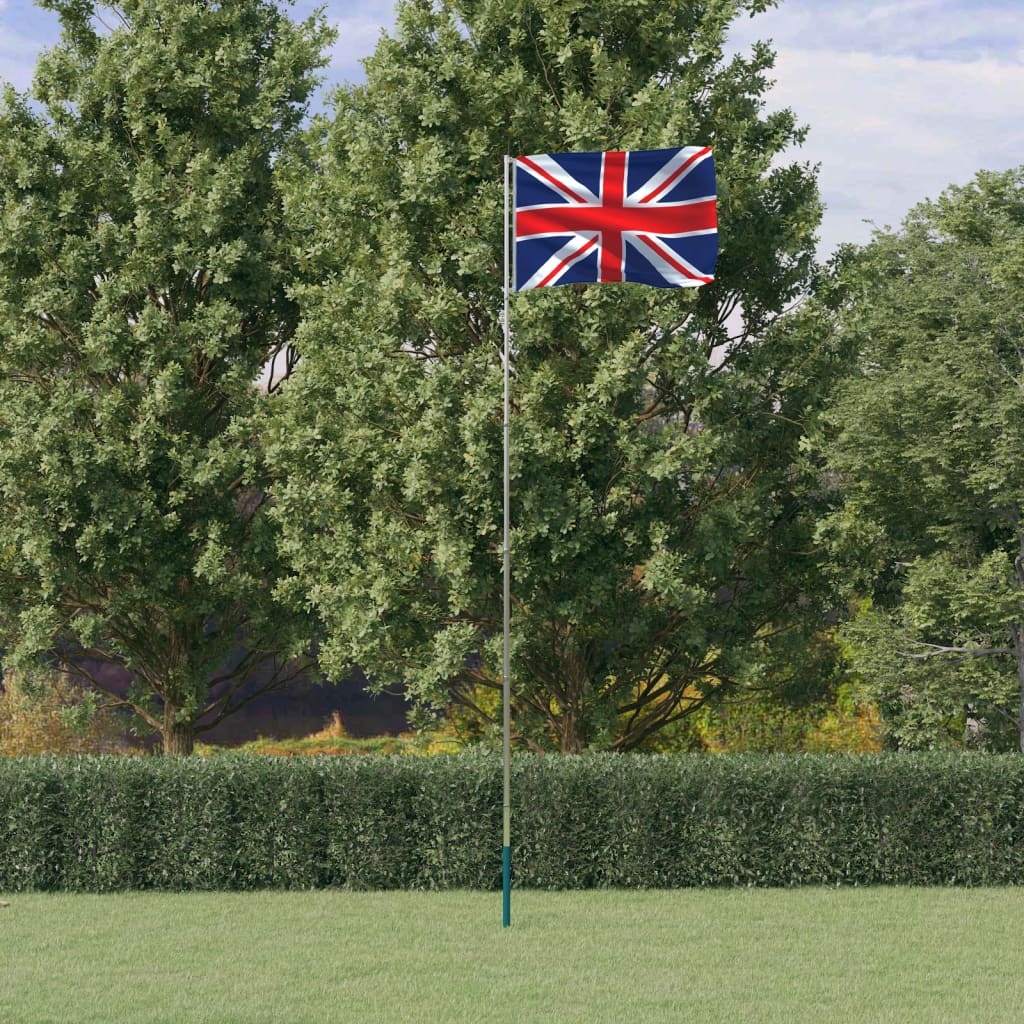 Britisk flagg og stang 5,5 m aluminium