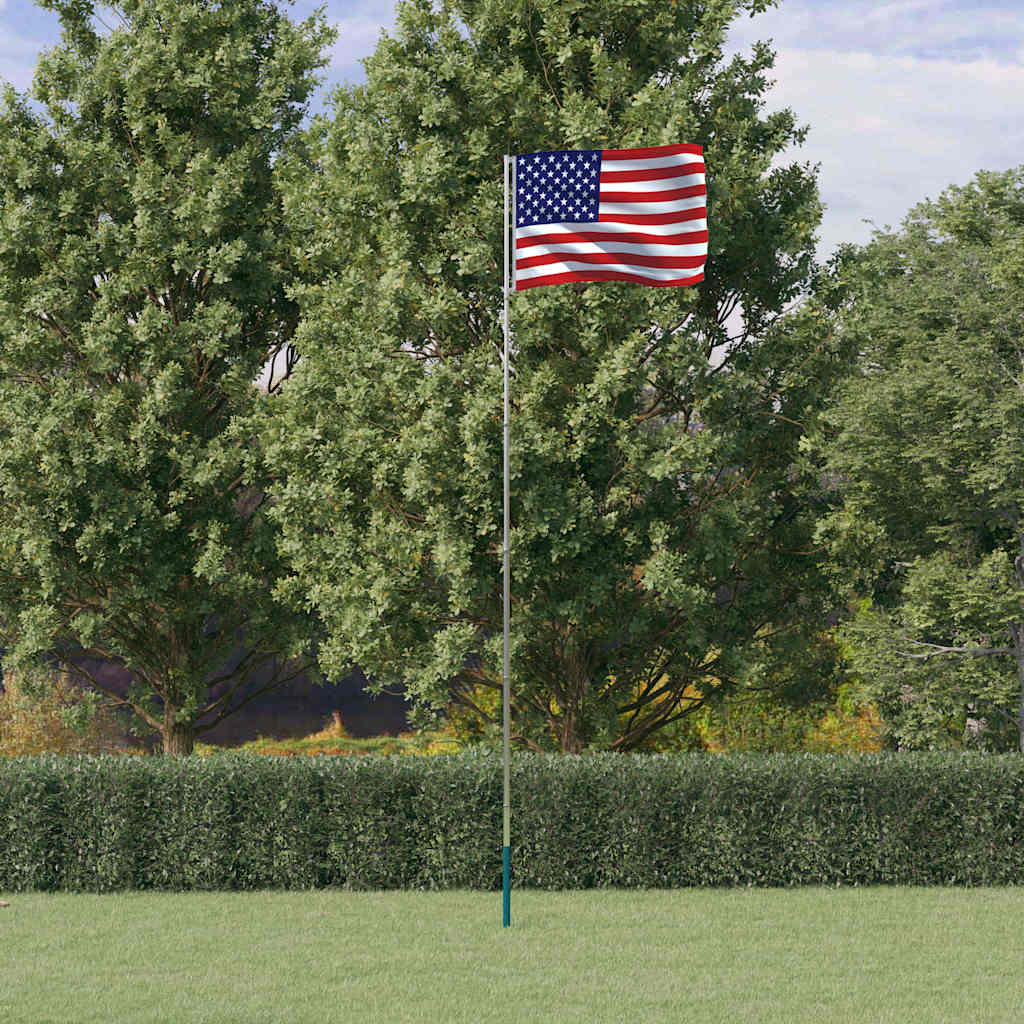 Amerikansk flagg og stang 5,5 m aluminium