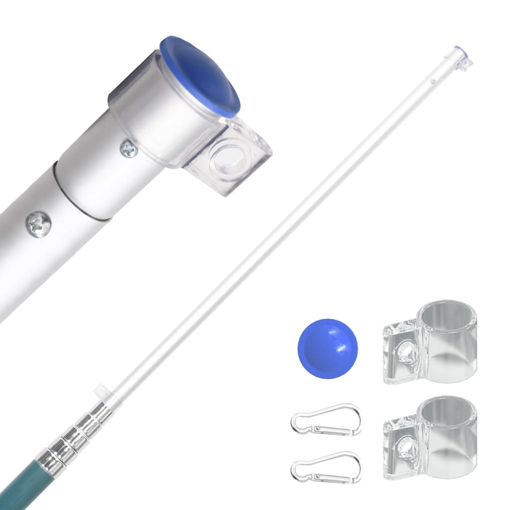 Europeisk flagg og stang 5,5 m aluminium