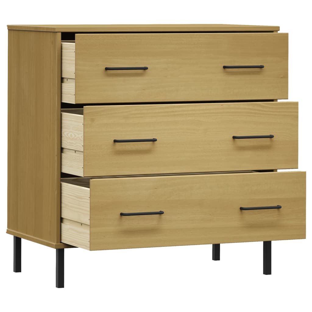 Skjenk med 3 skuffer brun 77x40x79,5 cm heltre OSLO