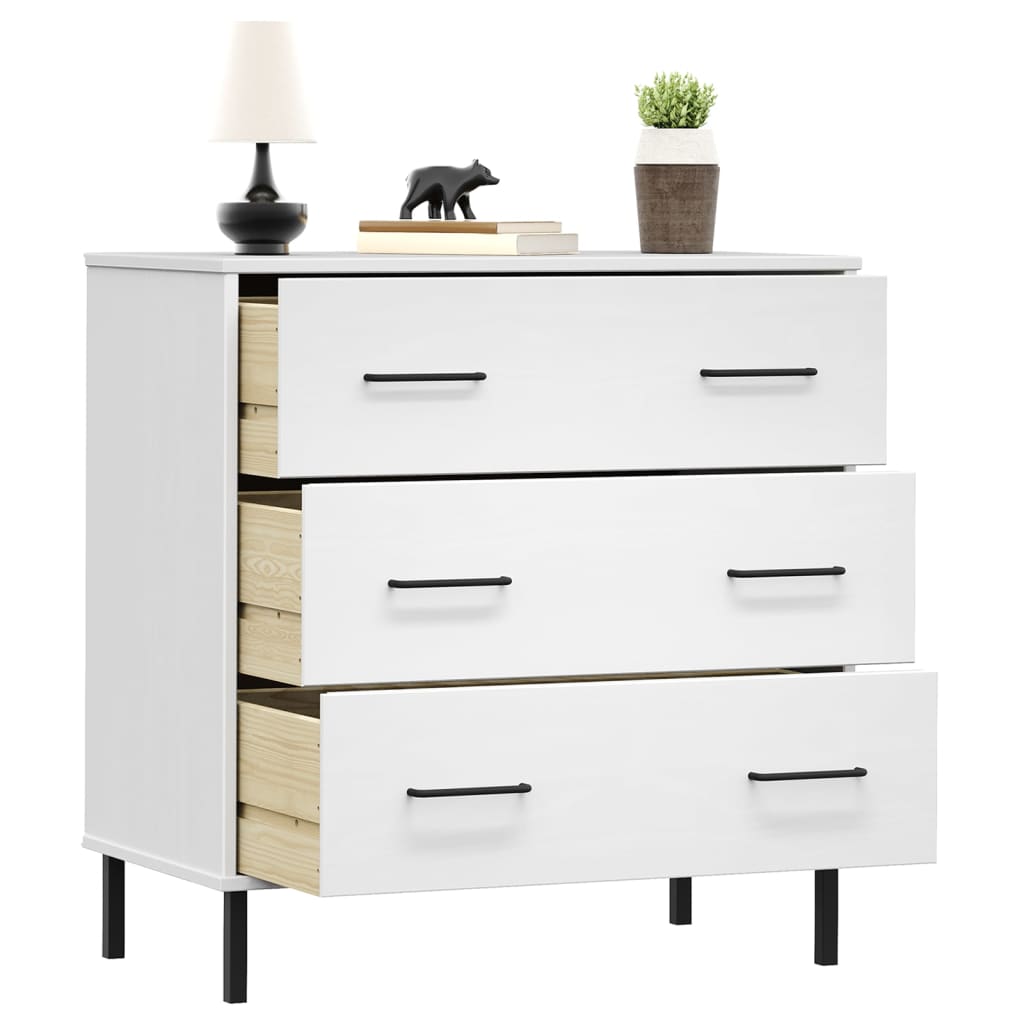 Skjenk med 3 skuffer hvit 77x40x79,5 cm heltre OSLO