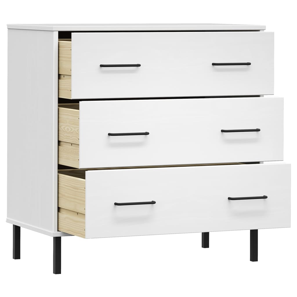 Skjenk med 3 skuffer hvit 77x40x79,5 cm heltre OSLO