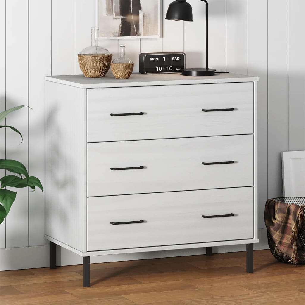 Skjenk med 3 skuffer hvit 77x40x79,5 cm heltre OSLO