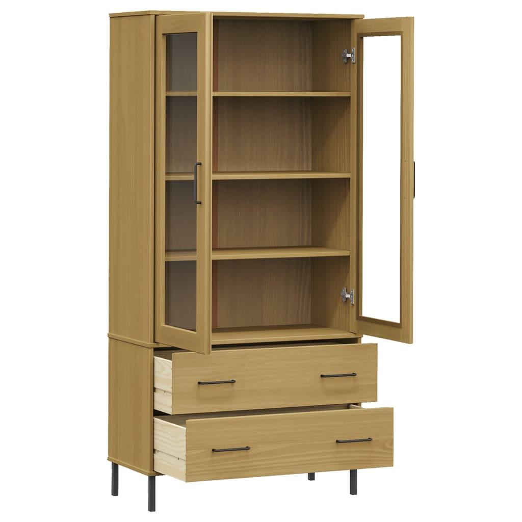 Bokhylle med metallben brun 85x35x172,5 cm heltre OSLO
