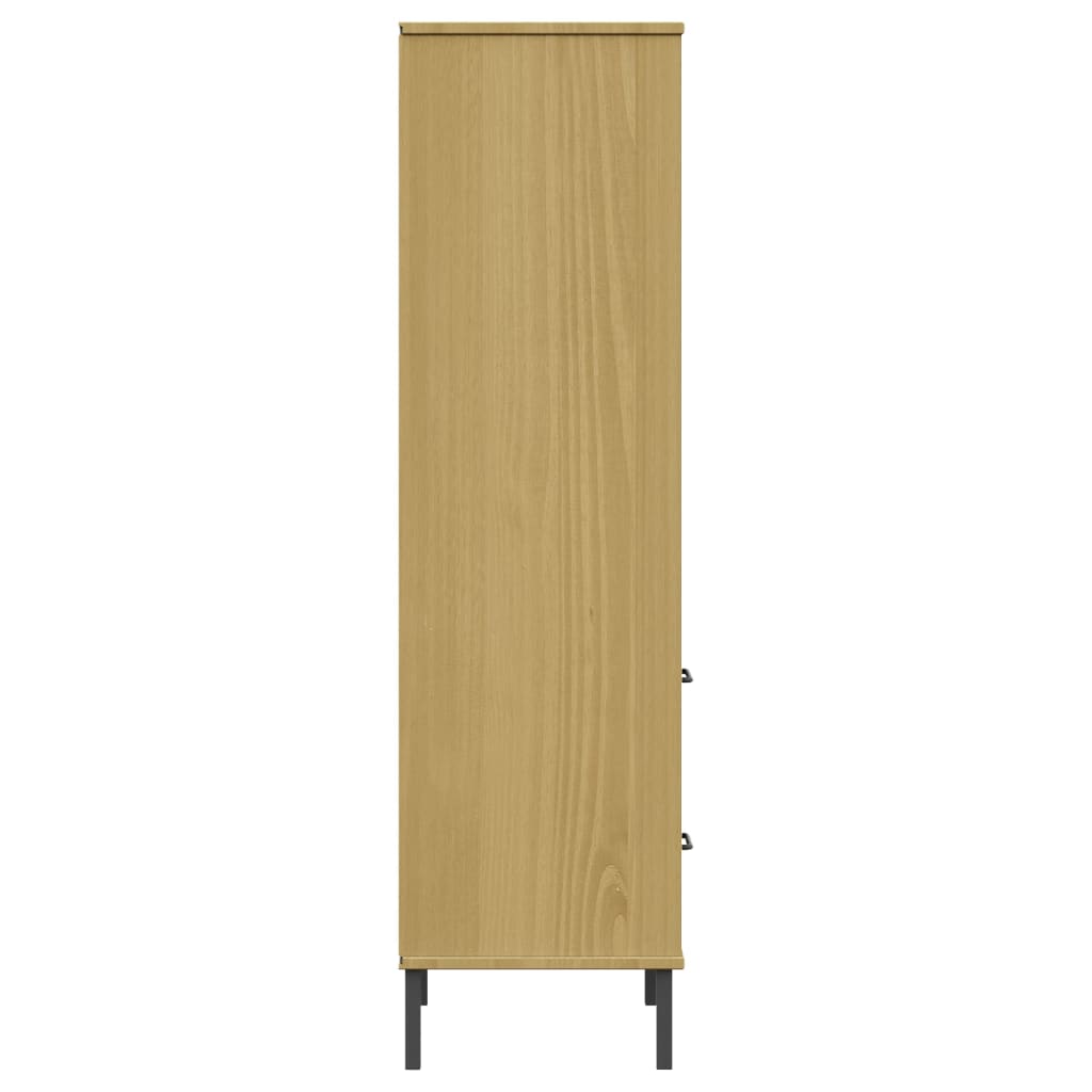 Bokhylle med 2 skuffer brun 60x35x128,5 cm heltre OSLO