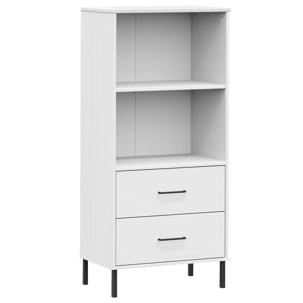 Bokhylle med 2 skuffer hvit 60x35x128,5 cm heltre OSLO