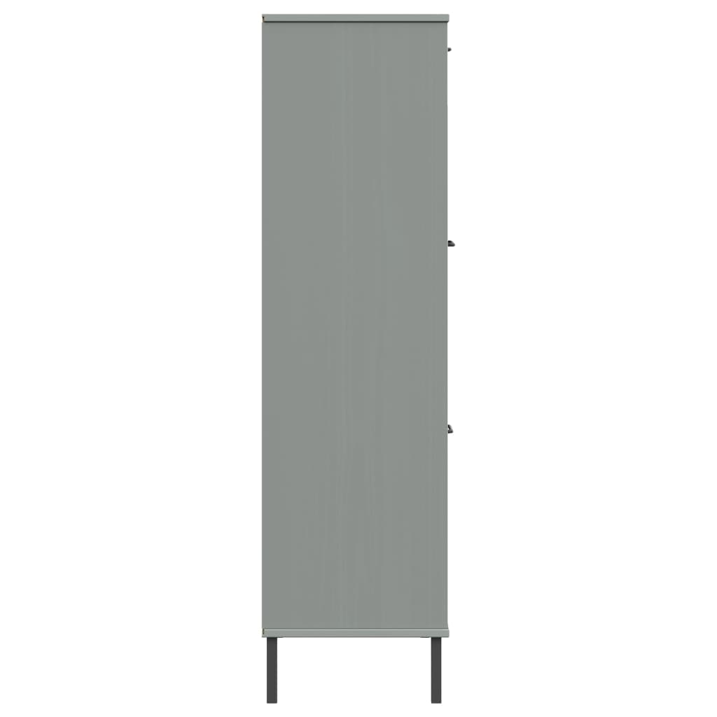 Bokhylle med metallben grå 90x35x128,5 cm heltre OSLO